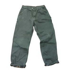 Vintage Carhartt Mens Flannel-Lined Original Fit Work Pants 34x31 Green Cotton